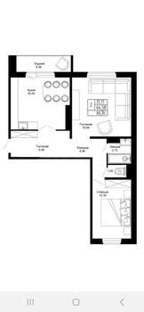 2-к квартира, вторичка, 67м2, 14/15 этаж