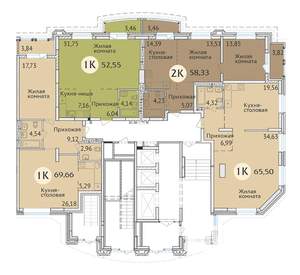 1-к квартира, сданный дом, 65м2, 1/23 этаж