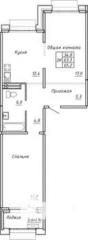 2-к квартира, строящийся дом, 65м2, 10/15 этаж