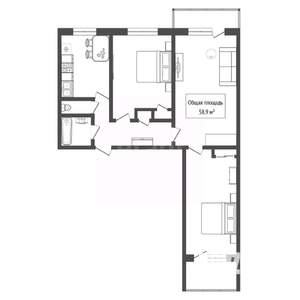 3-к квартира, вторичка, 59м2, 4/9 этаж