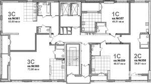 3-к квартира, вторичка, 74м2, 12/19 этаж