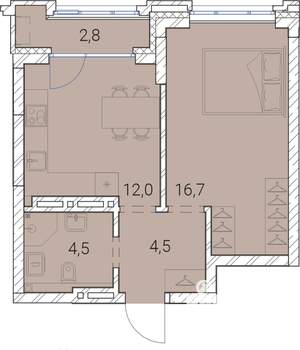 1-к квартира, вторичка, 41м2, 20/25 этаж