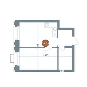 1-к квартира, вторичка, 34м2, 2/15 этаж