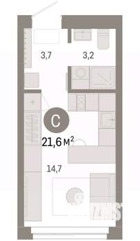 Студия квартира, вторичка, 22м2, 1/6 этаж