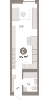 Студия квартира, вторичка, 36м2, 20/23 этаж