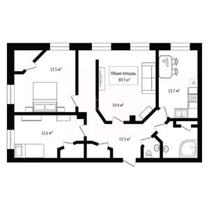 3-к квартира, вторичка, 89м2, 2/5 этаж