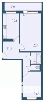 2-к квартира, строящийся дом, 63м2, 7/17 этаж