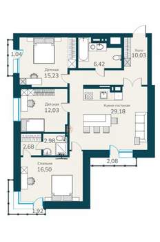 3-к квартира, сданный дом, 95м2, 6/26 этаж