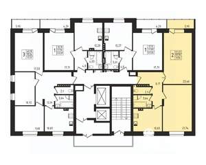 2-к квартира, строящийся дом, 70м2, 2/17 этаж
