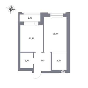 2-к квартира, вторичка, 46м2, 21/25 этаж
