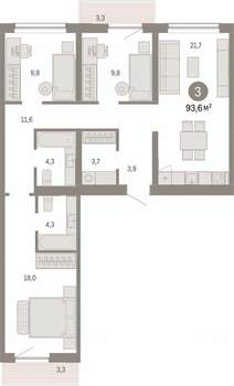 3-к квартира, вторичка, 94м2, 4/9 этаж