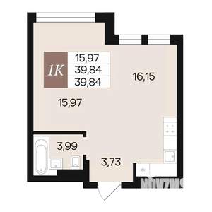 1-к квартира, вторичка, 40м2, 2/10 этаж