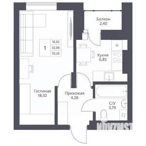 1-к квартира, вторичка, 35м2, 20/24 этаж