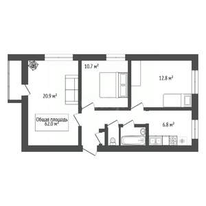 3-к квартира, вторичка, 62м2, 5/9 этаж