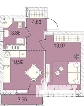 1-к квартира, сданный дом, 36м2, 2/9 этаж