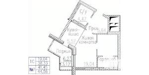 1-к квартира, строящийся дом, 45м2, 9/24 этаж