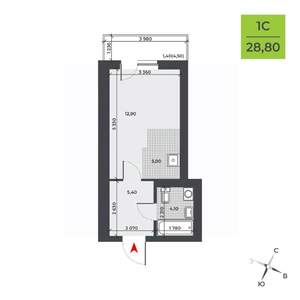Студия квартира, вторичка, 29м2, 6/21 этаж