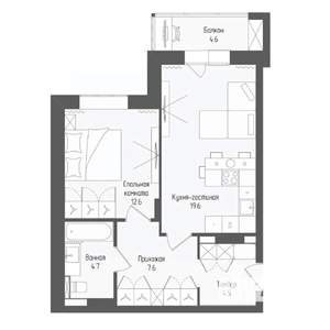 2-к квартира, вторичка, 50м2, 5/18 этаж