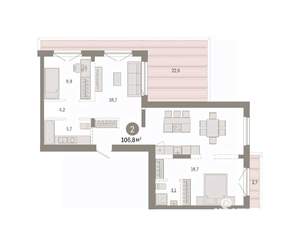 2-к квартира, вторичка, 107м2, 8/8 этаж