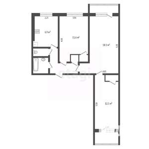 3-к квартира, вторичка, 63м2, 9/9 этаж
