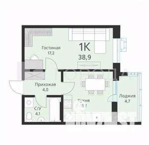 1-к квартира, вторичка, 39м2, 10/15 этаж