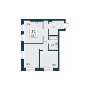 3-к квартира, вторичка, 63м2, 26/30 этаж