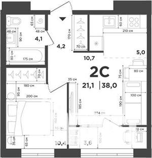 2-к квартира, вторичка, 34м2, 8/9 этаж