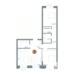 3-к квартира, вторичка, 68м2, 7/9 этаж