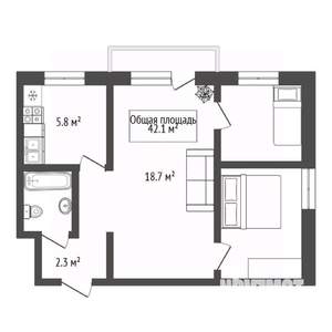 2-к квартира, вторичка, 42м2, 5/5 этаж