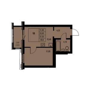 1-к квартира, вторичка, 36м2, 19/23 этаж