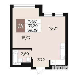 1-к квартира, вторичка, 39м2, 6/10 этаж