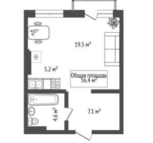 Студия квартира, вторичка, 36м2, 18/19 этаж