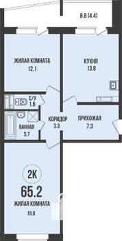 2-к квартира, строящийся дом, 65м2, 10/13 этаж