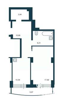 1-к квартира, вторичка, 49м2, 1/25 этаж
