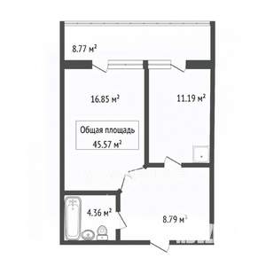 1-к квартира, вторичка, 46м2, 4/17 этаж