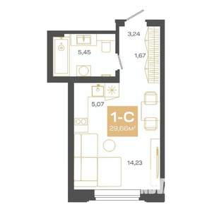 Студия квартира, вторичка, 30м2, 22/24 этаж