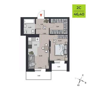 2-к квартира, вторичка, 49м2, 18/21 этаж