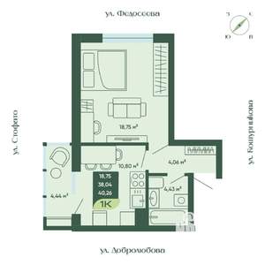 1-к квартира, вторичка, 40м2, 5/18 этаж