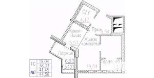1-к квартира, строящийся дом, 45м2, 8/24 этаж