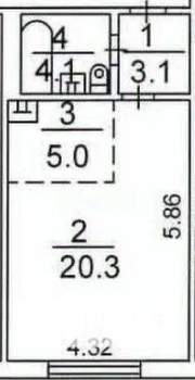Студия квартира, вторичка, 33м2, 4/9 этаж