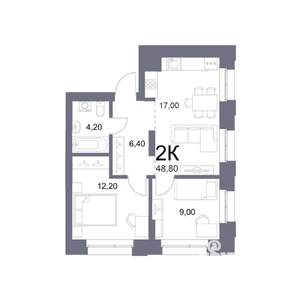 2-к квартира, вторичка, 49м2, 21/25 этаж