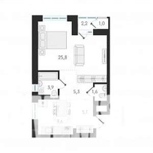 1-к квартира, вторичка, 51м2, 5/18 этаж