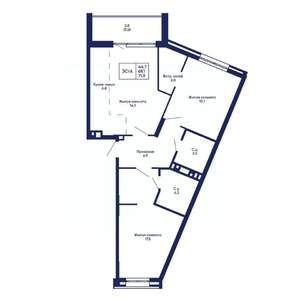 3-к квартира, вторичка, 72м2, 6/14 этаж