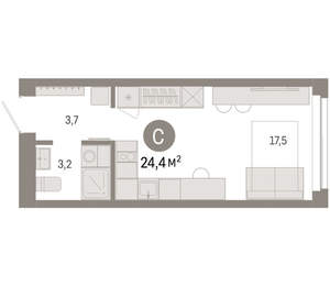 Студия квартира, вторичка, 24м2, 7/23 этаж