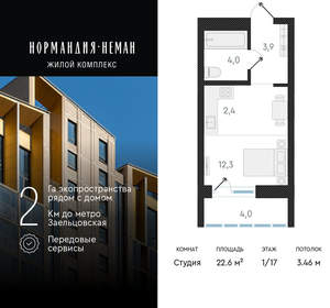 Студия квартира, вторичка, 23м2, 1/18 этаж
