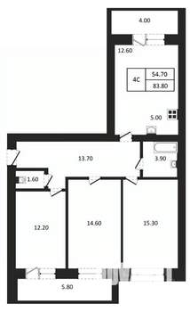4-к квартира, вторичка, 84м2, 5/9 этаж