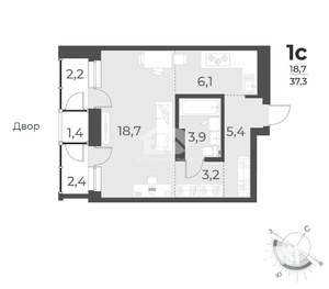 Студия квартира, вторичка, 37м2, 12/17 этаж
