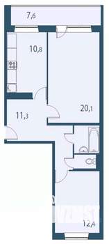 2-к квартира, строящийся дом, 63м2, 2/17 этаж