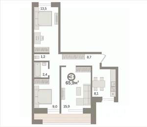 3-к квартира, вторичка, 60м2, 8/9 этаж