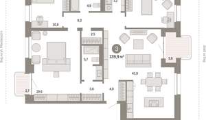 3-к квартира, вторичка, 140м2, 3/11 этаж